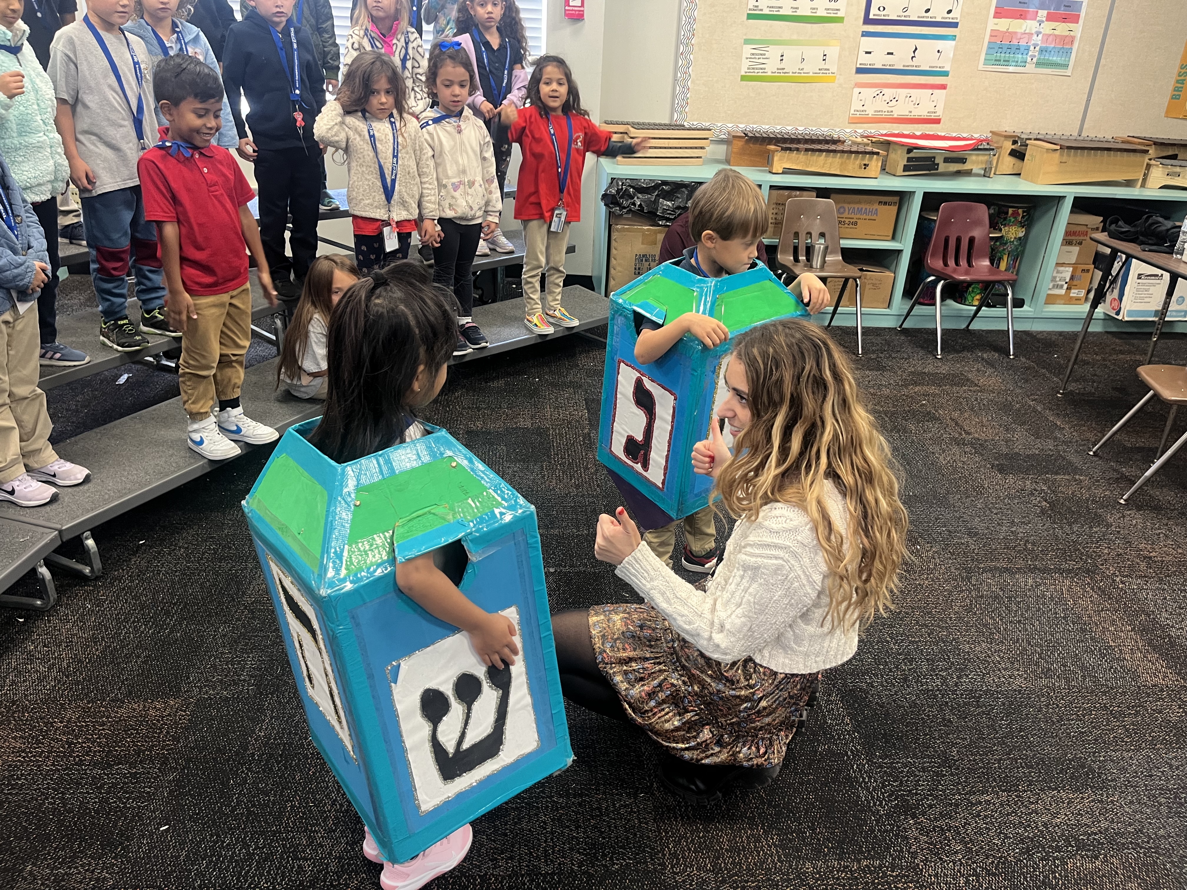 Children participating in an interactive music activity